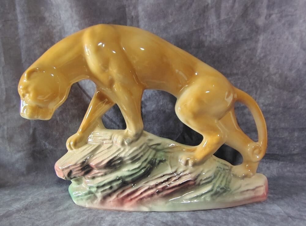 Vintage Ceramic TV Lamp Cougar Mountain Lion Lane & C0. 1950’s MCM